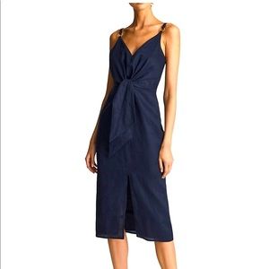 NWT Reiss Kay Linen Plunge Dress